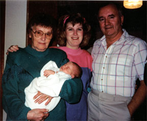 Briana 4 Generations: Gramma Martens, Mom and Grampa