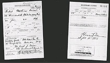 1918 Herbert's Draft Registration card