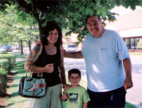 Rebecca, Jake and Grampa after Father's Day Breakfast.