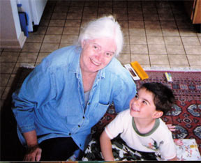 Gramma and Jake Painting a picture for Father's Day.