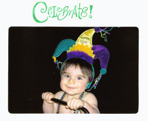 A Mardi Gras Birthday - Jake's 1st birthday invitation