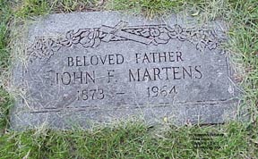John F. Martens Grave in St. Joseph's Cemetery in River Grove IL