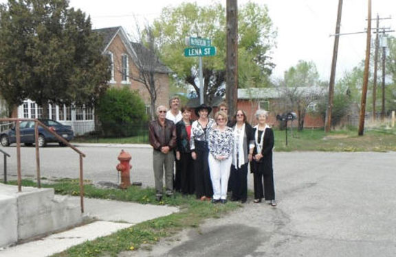 From Left:  Allan, Ed, Glo, Barb, Lee, Nancy, Sue, Pat attended the Funeral.  Note the name of the street LENA, our hometown name where we  all grew up.