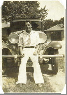 Clarence and his Ford shortly before his wedding.