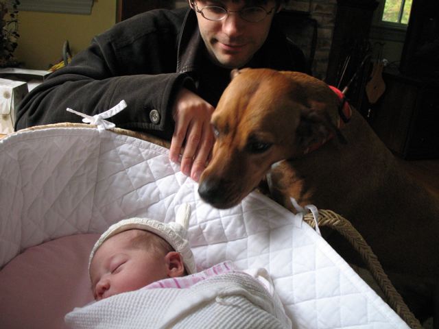 Beatrix at home with dad and Jenna