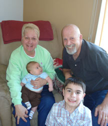 Mike's Mom and Stepdad with our sweeties at Duncan's First Easter