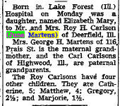 Elizabeth Mary Birth, August 20, 1962 Stevens Point Gazette