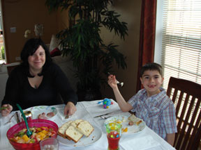 Rebecca and Jake enjoying Easter at Mike's moms.